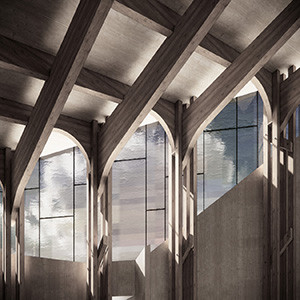CHARLOTTENLUND KIRKE trearkitektur arkitektur arkitekt trondheim enscape revit illustrasjon