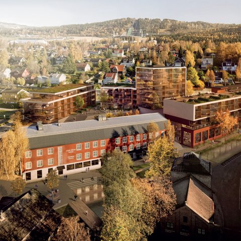 Mesnasenteret illustrasjon arkitekt konkurranse Lillehammer oppland storgata mesna